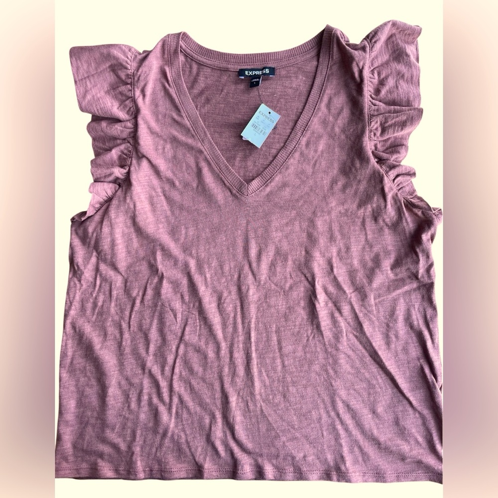 Express Mauve Ruffle Sleeve Blouse